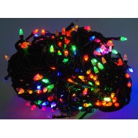 Гирлянда ламповая "карандаш" на 100 LED, разноцветная, черный провод