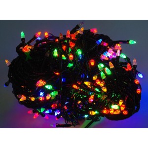 Гирлянда ламповая "карандаш" на 100 LED, разноцветная, черный провод
