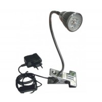 Настольная лампа 3W 3LED 6500K серебро прищепка