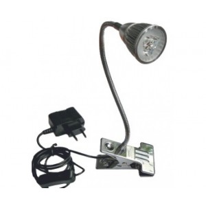 Настольная лампа 3W 3LED 6500K серебро прищепка